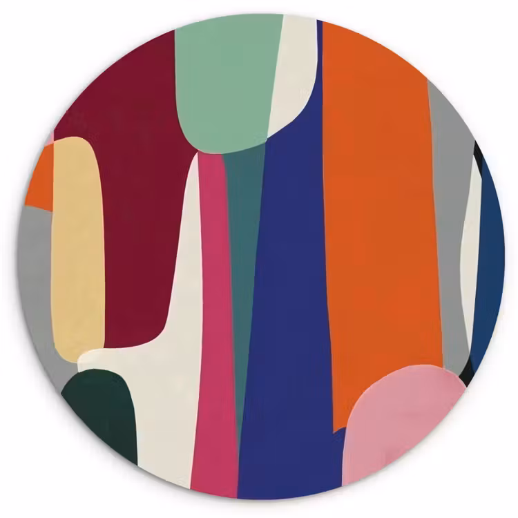 Vormen - Ritmisch - Kleuren - Abstract Wandcirkel kunststof plaat 5mm dik klein -3d