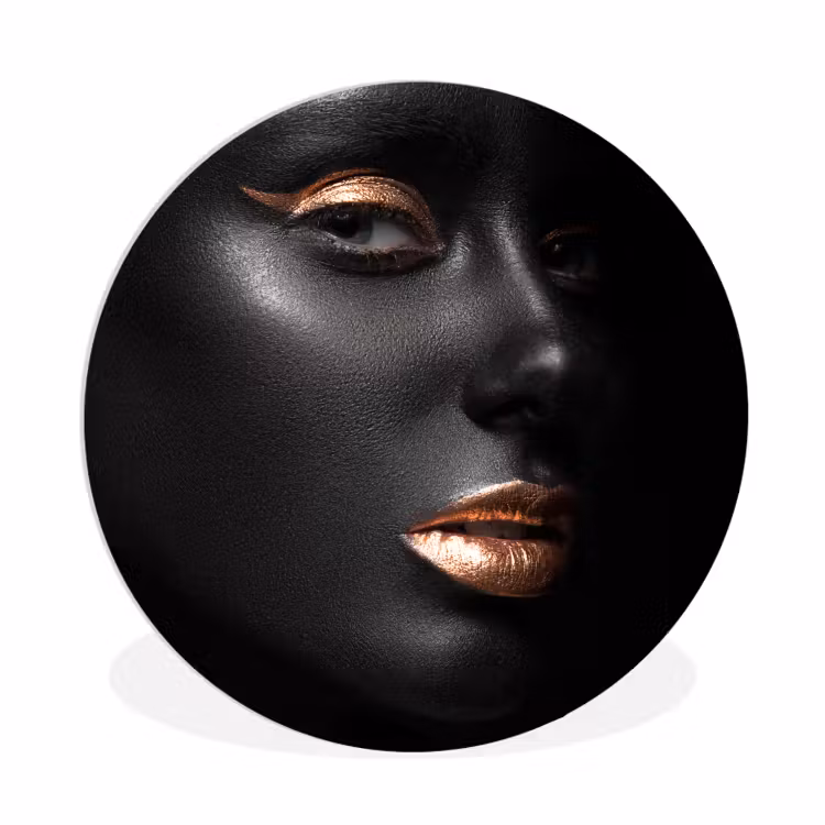 Vrouw - Make-up - Koper - Zwart Wandcirkel kunststof plaat 5mm dik klein -3d
