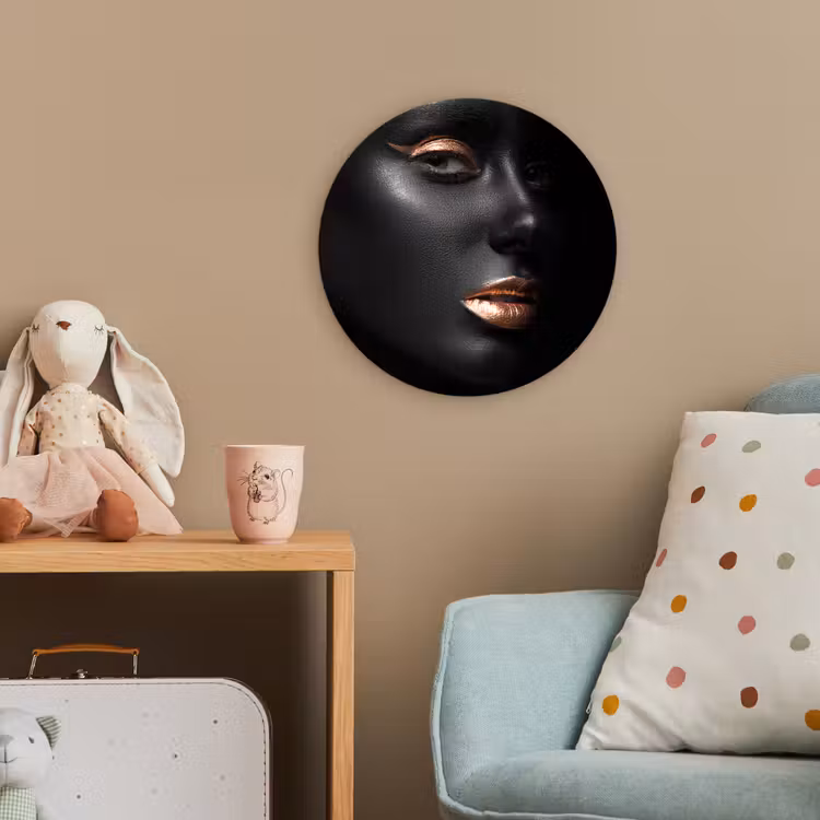Vrouw - Make-up - Koper - Zwart Wandcirkel kunststof plaat 5mm dik klein -tsfeer1_kind
