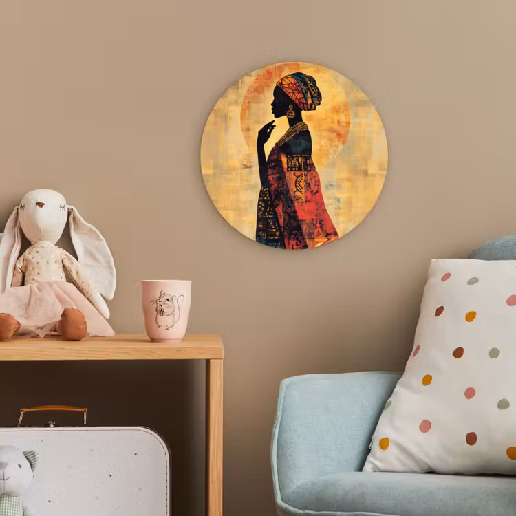 Vrouw - Silhouet - Patronen - Sierlijk Wandcirkel kunststof plaat 5mm dik klein -tsfeer1_kind