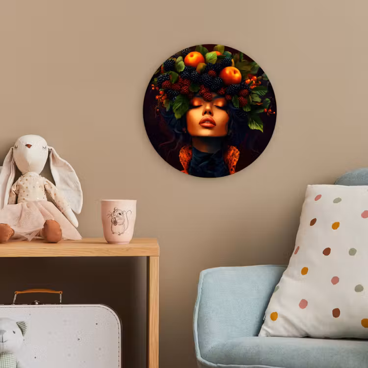 Vrouw - Zwart - Bessen - Bramen - Appels Wandcirkel kunststof plaat 5mm dik klein -tsfeer1_kind