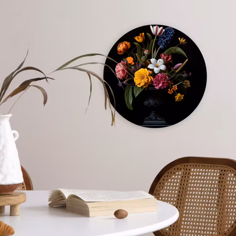 Lente - Bloemen - Klassiek - Vaas Wandcirkel kunststof plaat 5mm dik klein -sfeer4