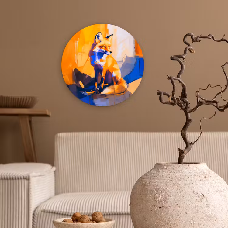 Vos - Oranje - Vormen - Abstract Wandcirkel kunststof plaat 5mm dik klein -sfeer1