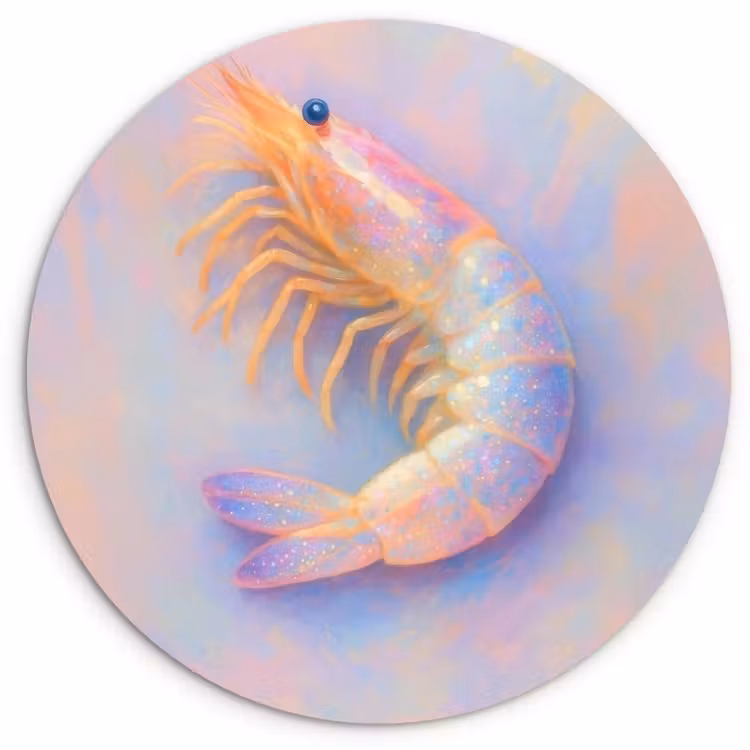 Garnaal - Subtiele structuur - Blauw - Roze Wandcirkel kunststof plaat 5mm dik klein -3d