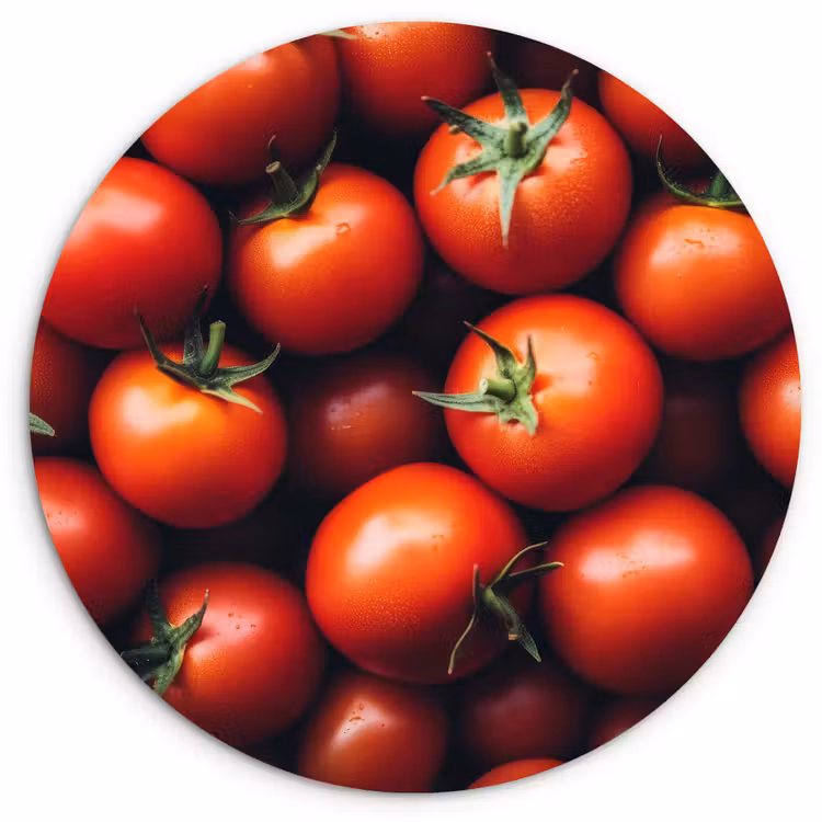 Groente - Rood - Tomaten Wandcirkel kunststof plaat 5mm dik klein -3d
