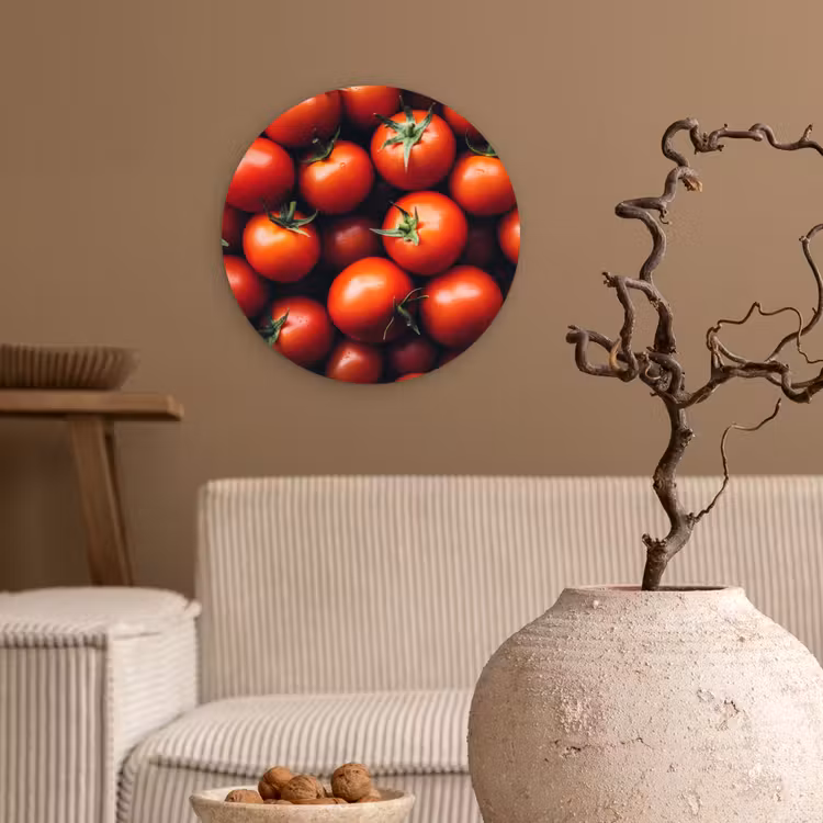 Groente - Rood - Tomaten Wandcirkel kunststof plaat 5mm dik klein -sfeer1