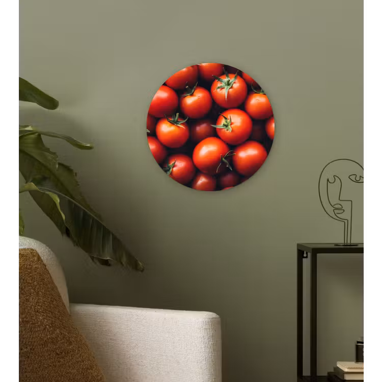 Groente - Rood - Tomaten Wandcirkel kunststof plaat 5mm dik klein -sfeer3