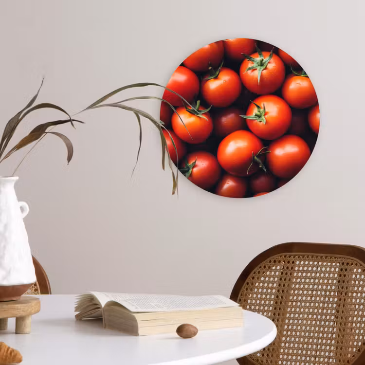 Groente - Rood - Tomaten Wandcirkel kunststof plaat 5mm dik klein -sfeer4