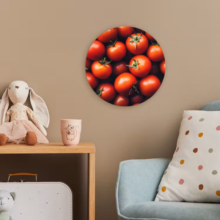 Groente - Rood - Tomaten Wandcirkel kunststof plaat 5mm dik klein -tsfeer1_kind