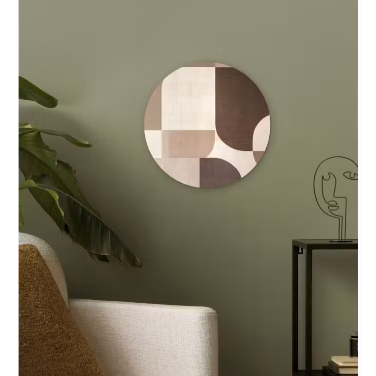 Geometrisch - Geweven structuur - Modern Wandcirkel kunststof plaat 5mm dik klein -sfeer3