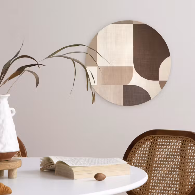 Geometrisch - Geweven structuur - Modern Wandcirkel kunststof plaat 5mm dik klein -sfeer4