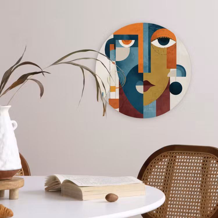 Geometrisch - Strakke vormen - Kleurrijk Wandcirkel kunststof plaat 5mm dik klein -sfeer4