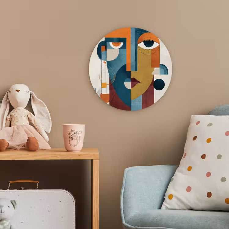 Geometrisch - Strakke vormen - Kleurrijk Wandcirkel kunststof plaat 5mm dik klein -tsfeer1_kind