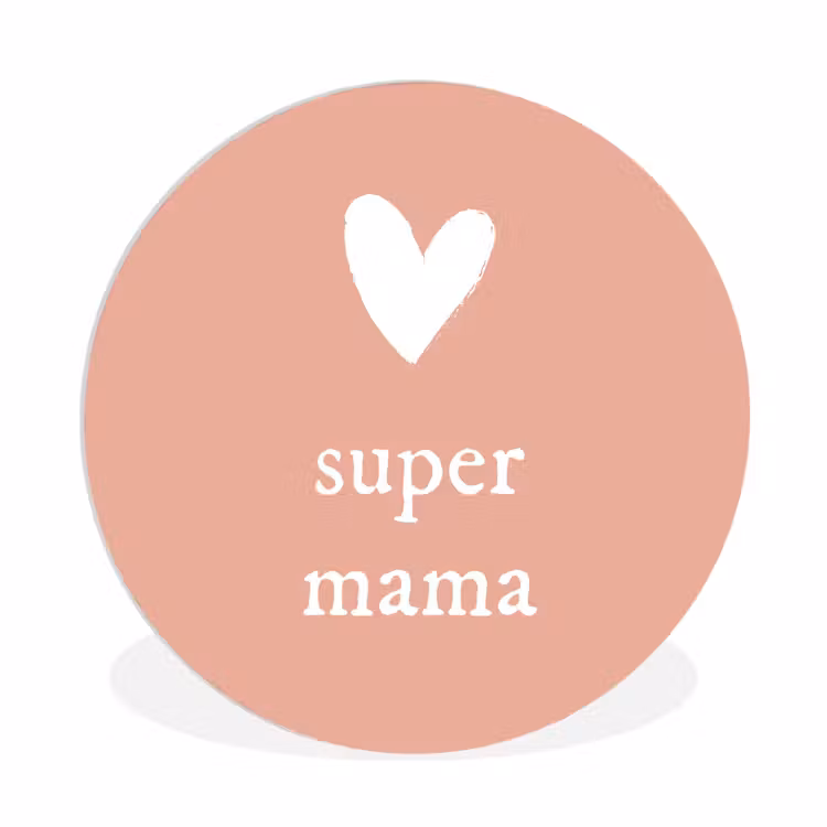 Presentje voor Moederdag super mama lichtroze/wit Wandcirkel kunststof plaat 5mm dik klein -3d