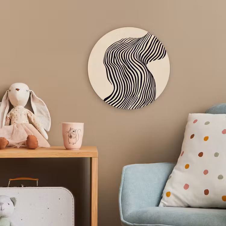 Golvend - Lijnen - Abstract - Silhouet Wandcirkel kunststof plaat 5mm dik klein -tsfeer1_kind