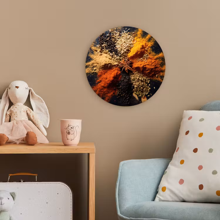 Specerijen - Explosie - Oranje Wandcirkel kunststof plaat 5mm dik klein -tsfeer1_kind