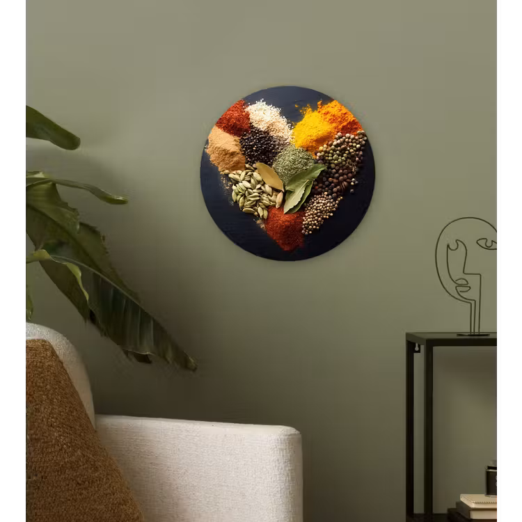 Specerijen - Mix - Hartvorm - Zwart Wandcirkel kunststof plaat 5mm dik klein -sfeer3