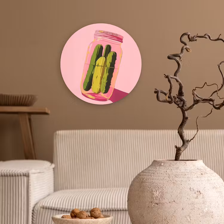 Augurken - Pot - Schaduw - Roze Wandcirkel kunststof plaat 5mm dik klein -sfeer1