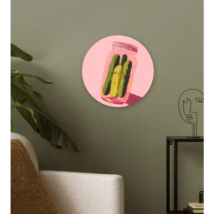 Augurken - Pot - Schaduw - Roze Wandcirkel kunststof plaat 5mm dik klein -sfeer3