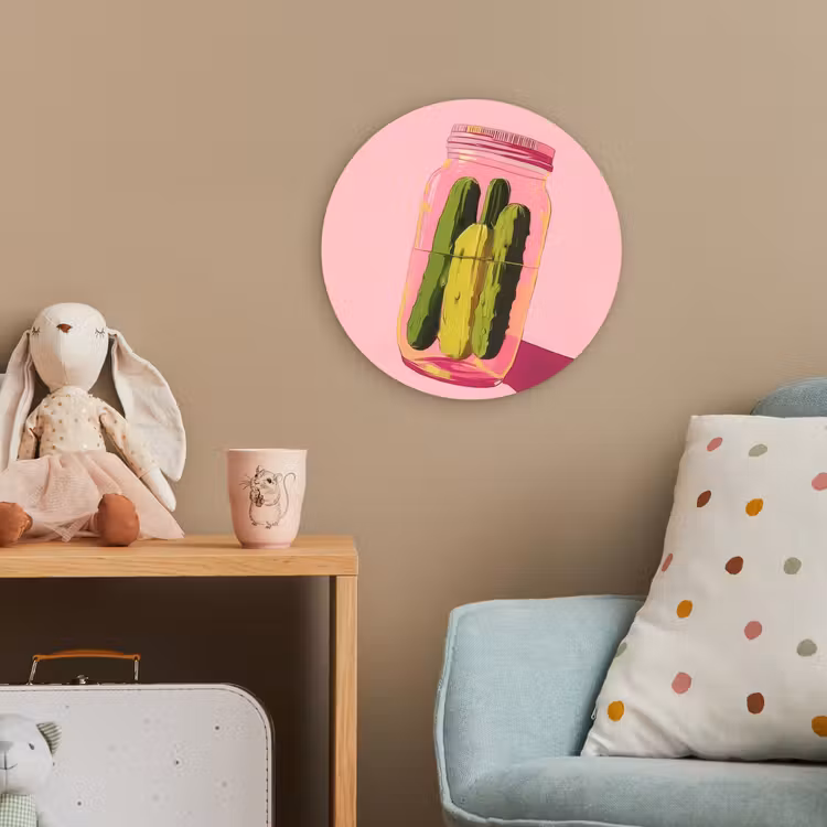Augurken - Pot - Schaduw - Roze Wandcirkel kunststof plaat 5mm dik klein -tsfeer1_kind