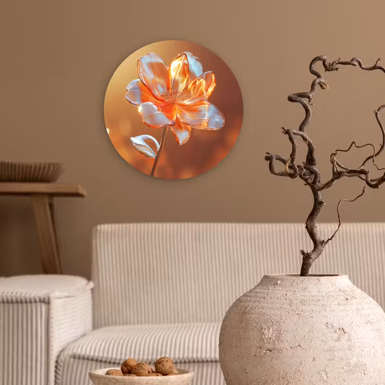 Glazen - Bloem - Zonlicht Wandcirkel kunststof plaat 5mm dik klein -sfeer1