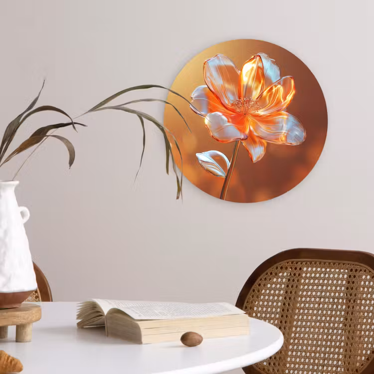 Glazen - Bloem - Zonlicht Wandcirkel kunststof plaat 5mm dik klein -sfeer4