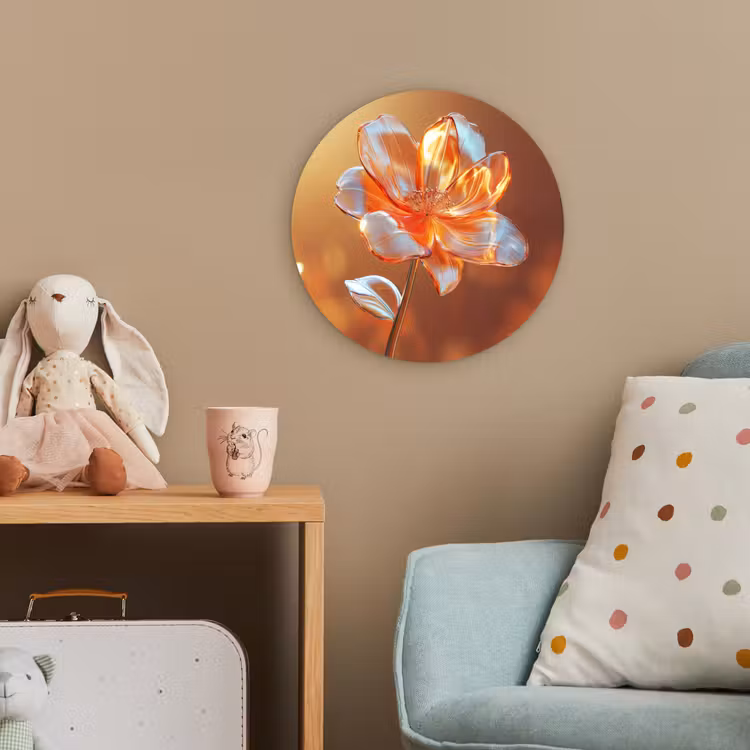 Glazen - Bloem - Zonlicht Wandcirkel kunststof plaat 5mm dik klein -tsfeer1_kind