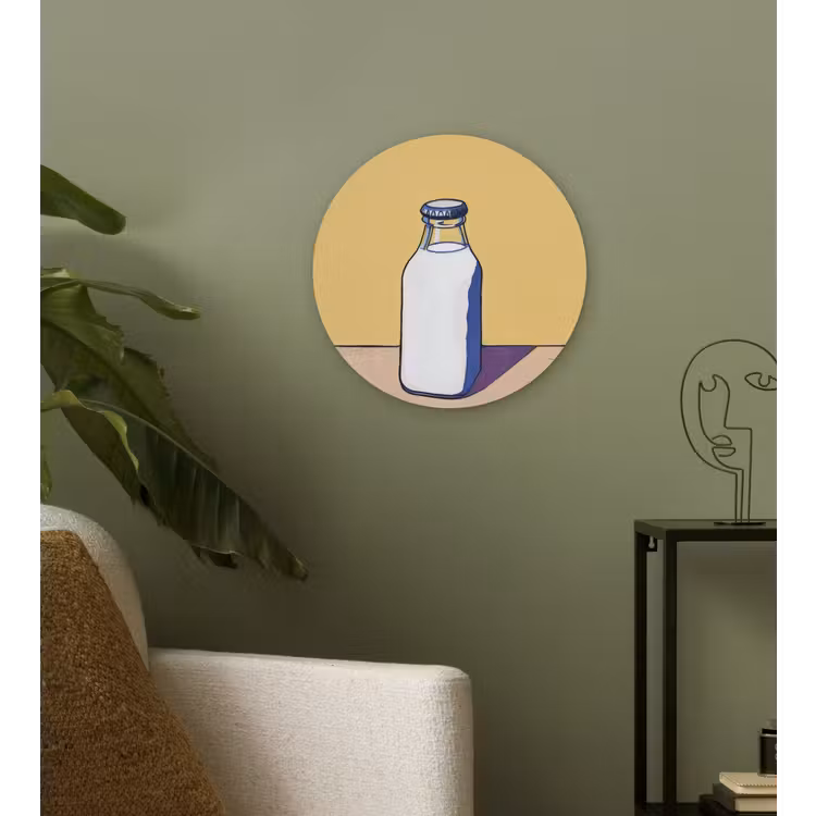 Glazen - Fles - Illustratie - Melk Wandcirkel kunststof plaat 5mm dik klein -sfeer3