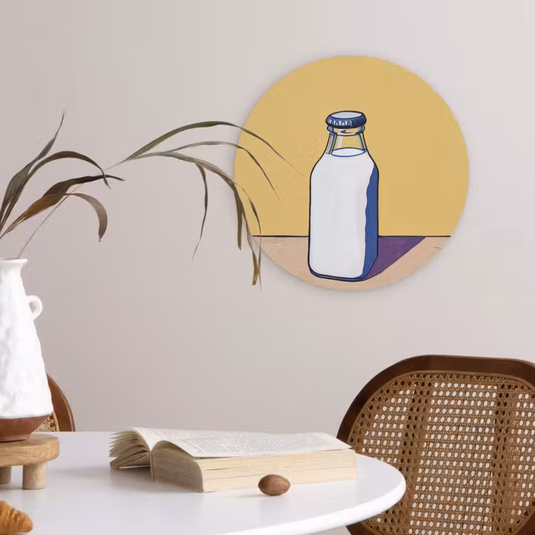 Glazen - Fles - Illustratie - Melk Wandcirkel kunststof plaat 5mm dik klein -sfeer4