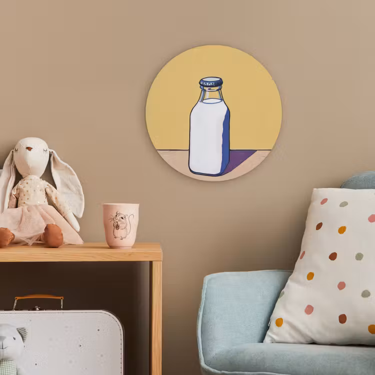 Glazen - Fles - Illustratie - Melk Wandcirkel kunststof plaat 5mm dik klein -tsfeer1_kind