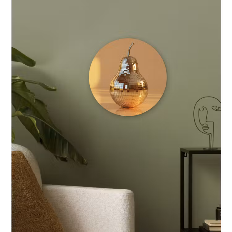 Goud - Disco - Glitter - Peer Wandcirkel kunststof plaat 5mm dik klein -sfeer3