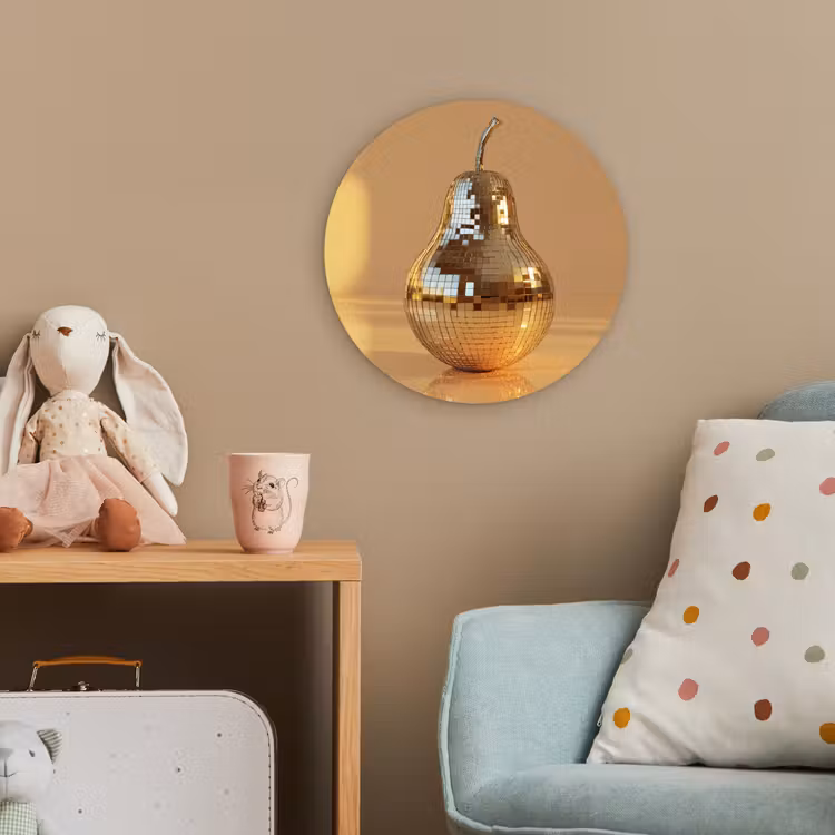 Goud - Disco - Glitter - Peer Wandcirkel kunststof plaat 5mm dik klein -tsfeer1_kind