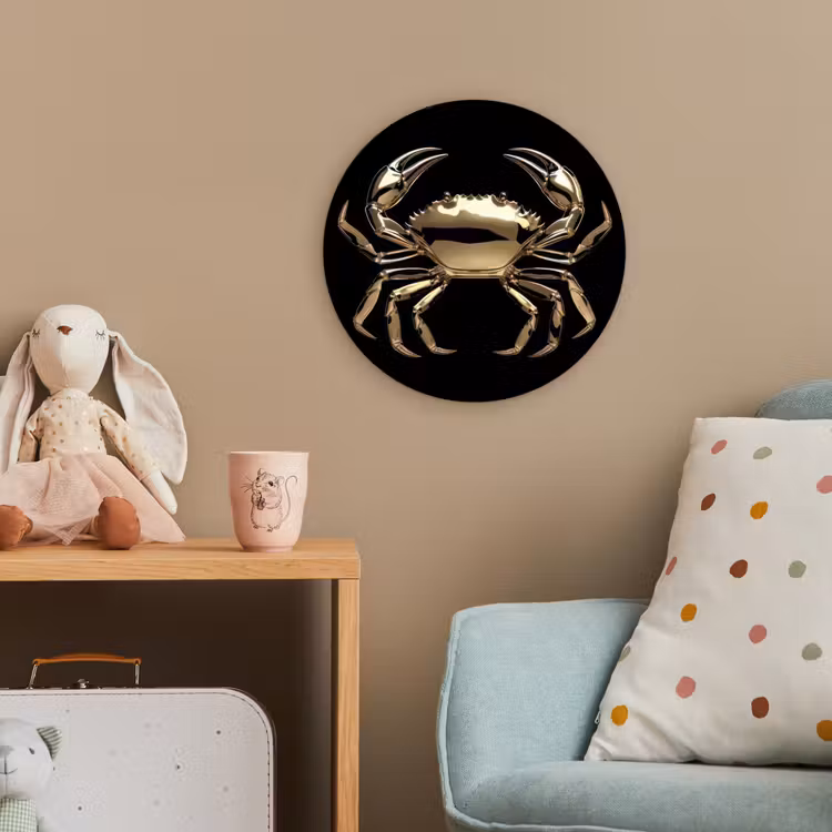 Goud - Krab - Dieren - Zwart Wandcirkel kunststof plaat 5mm dik klein -tsfeer1_kind