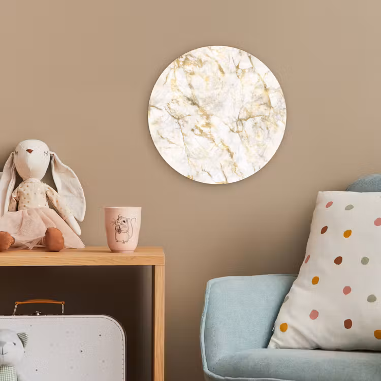 Goud - Licht - Nerf - Marmer Wandcirkel kunststof plaat 5mm dik klein 188 -tsfeer1_kind