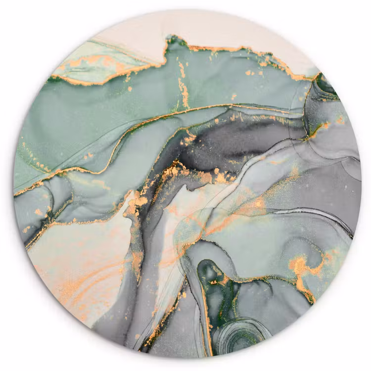 Goud - Marmer - Groen - luxe - Glitter - Marmerlook Wandcirkel kunststof plaat 5mm dik klein -3d