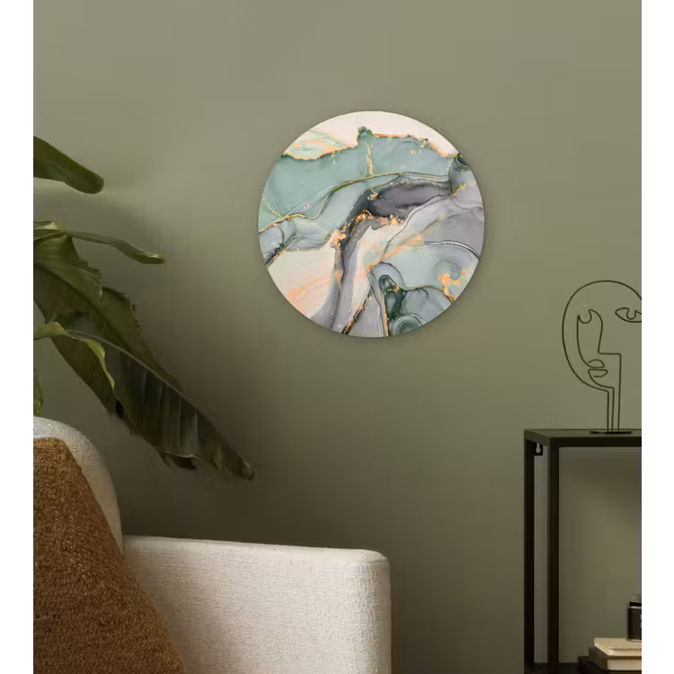 Goud - Marmer - Groen - luxe - Glitter - Marmerlook Wandcirkel kunststof plaat 5mm dik klein -sfeer3