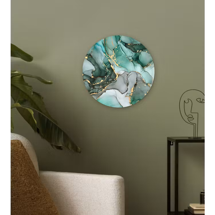 Goud - Marmer - Groen - Luxe - Marmerlook - Grijs Wandcirkel kunststof plaat 5mm dik klein -sfeer3