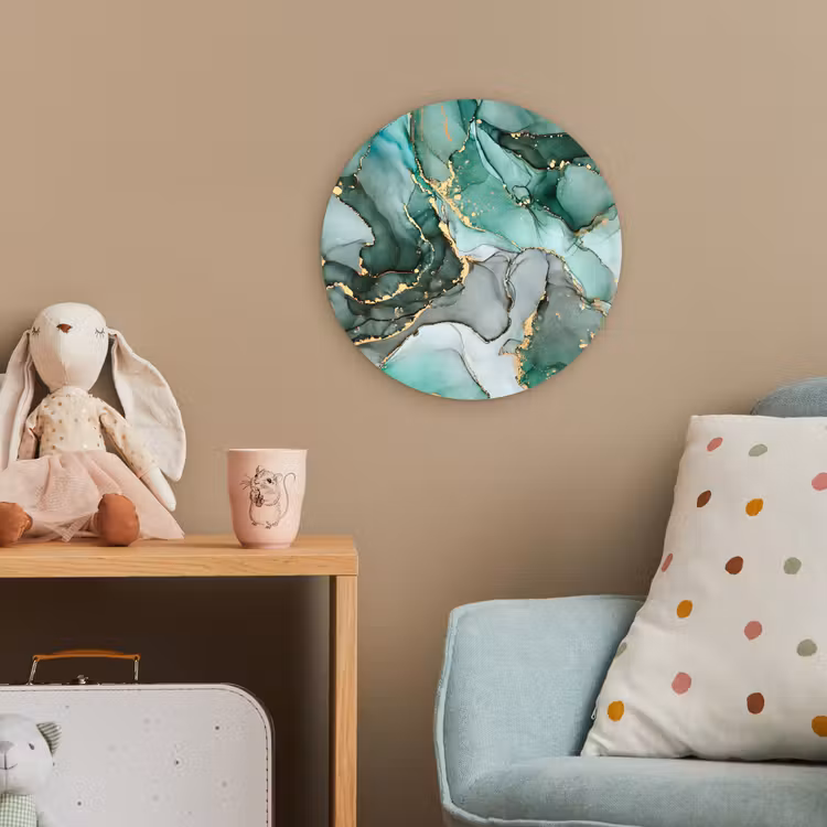 Goud - Marmer - Groen - Luxe - Marmerlook - Grijs Wandcirkel kunststof plaat 5mm dik klein -tsfeer1_kind