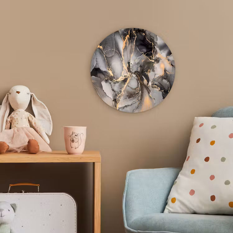 Grijs - Luxe - Goud - Marmer Wandcirkel kunststof plaat 5mm dik klein -tsfeer1_kind
