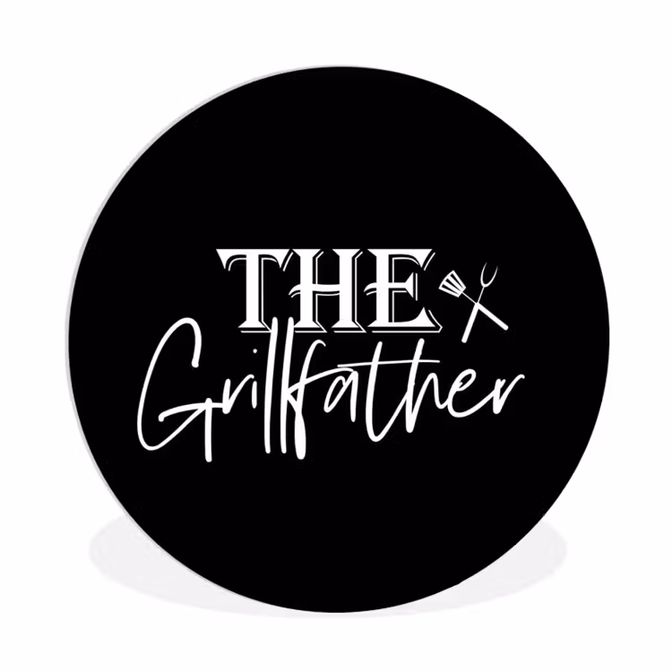 Barbecue - BBQ - Grill - Koken - The Grillfather - Tekst - Spreuken Wandcirkel kunststof plaat 5mm dik klein -3d