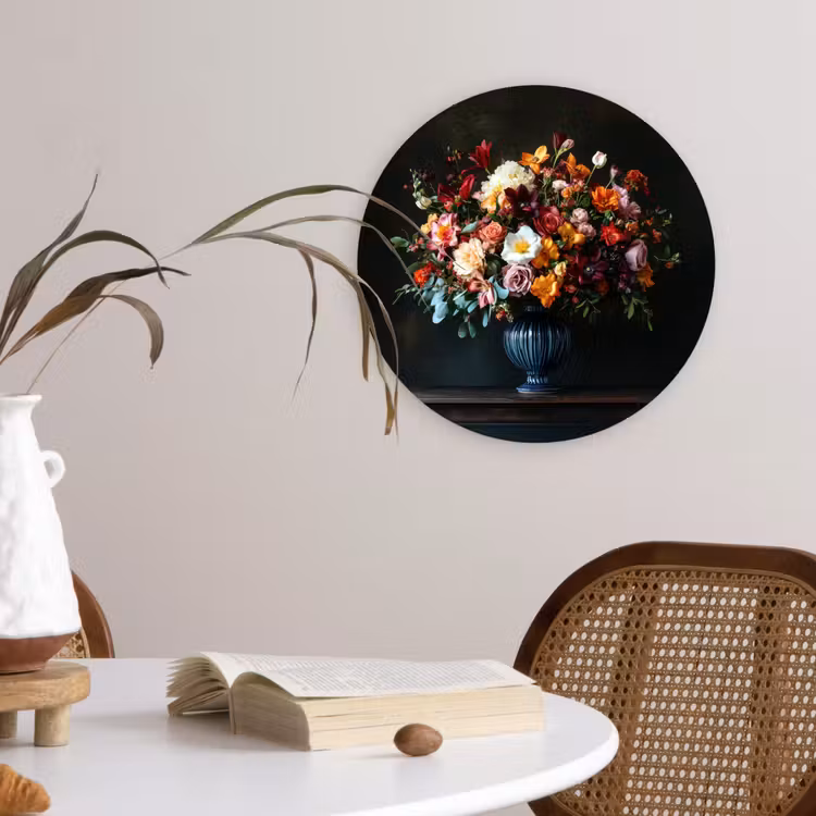 Groot - Bloemen - Vaas - Boeket Wandcirkel kunststof plaat 5mm dik klein -sfeer4