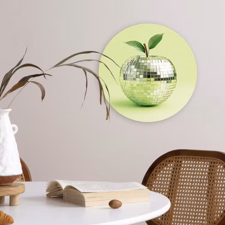 Groen - Disco - Decoratie - Appel Wandcirkel kunststof plaat 5mm dik klein -sfeer4