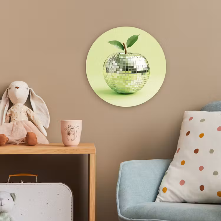 Groen - Disco - Decoratie - Appel Wandcirkel kunststof plaat 5mm dik klein -tsfeer1_kind