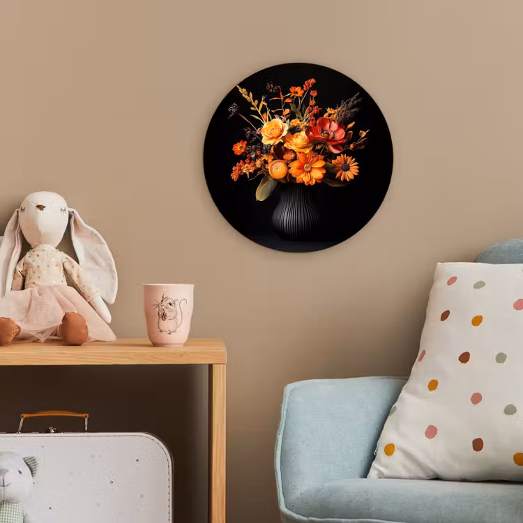 Herfst - Boeket - Oranje Wandcirkel kunststof plaat 5mm dik klein -tsfeer1_kind