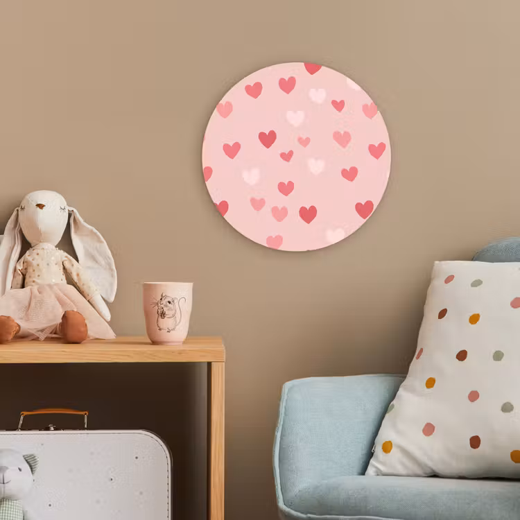 Hartjes - Patroon - Roze - Eenvoudig Wandcirkel kunststof plaat 5mm dik klein -tsfeer1_kind