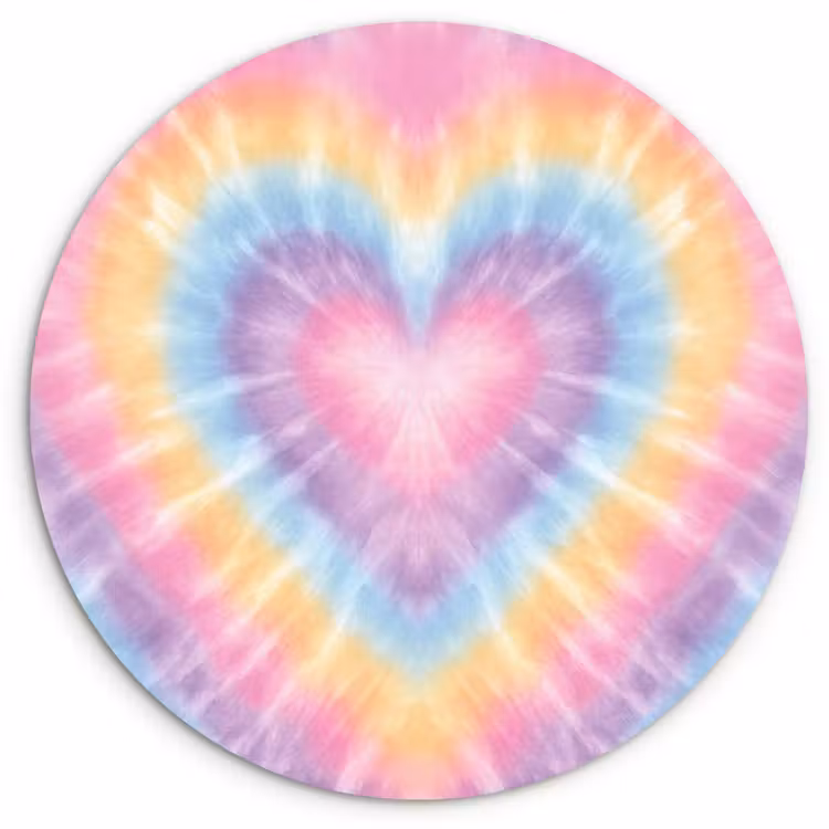 Hartvorm - Pastelkleuren - Tie Dye Wandcirkel kunststof plaat 5mm dik klein -3d