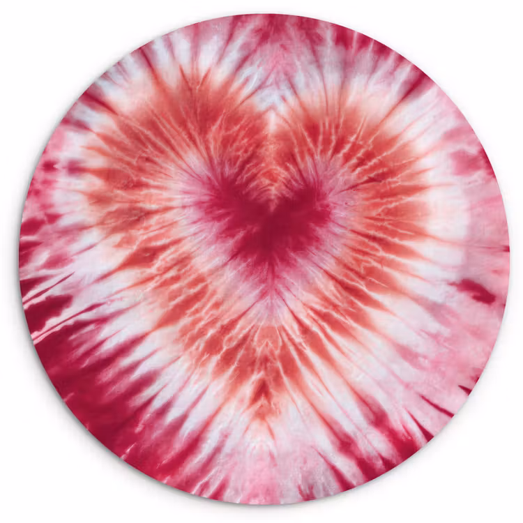 Hartvorm - Roze - Tie dye Wandcirkel kunststof plaat 5mm dik klein -3d