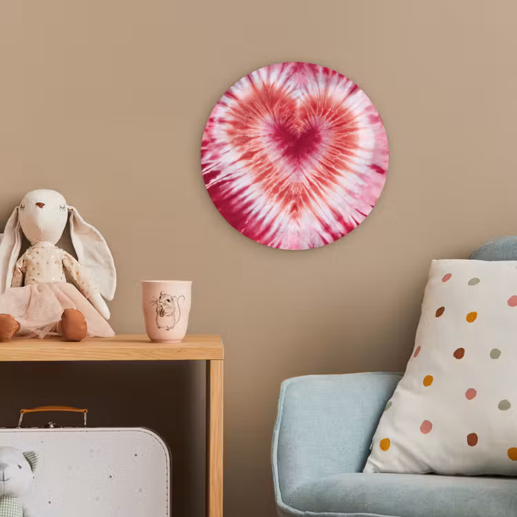Hartvorm - Roze - Tie dye Wandcirkel kunststof plaat 5mm dik klein -tsfeer1_kind