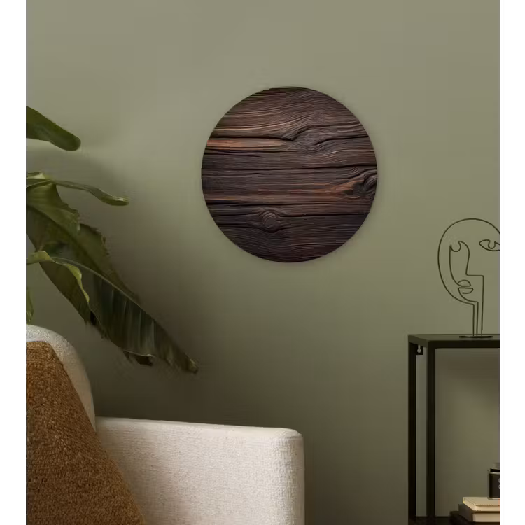 Hout - Grillige nerven Wandcirkel kunststof plaat 5mm dik klein -sfeer3