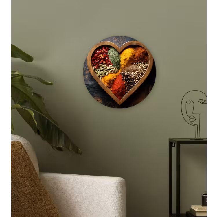 Houten - Hart - Kleurrijke - Specerijen Wandcirkel kunststof plaat 5mm dik klein -sfeer3